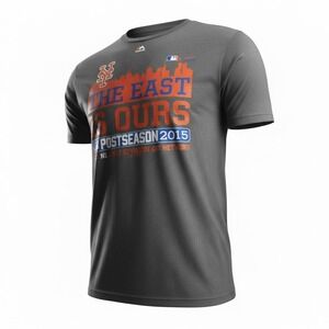 Majestic Mens New York Mets 2015 Postseason The East Is Ours T-Shirt Gray MLB